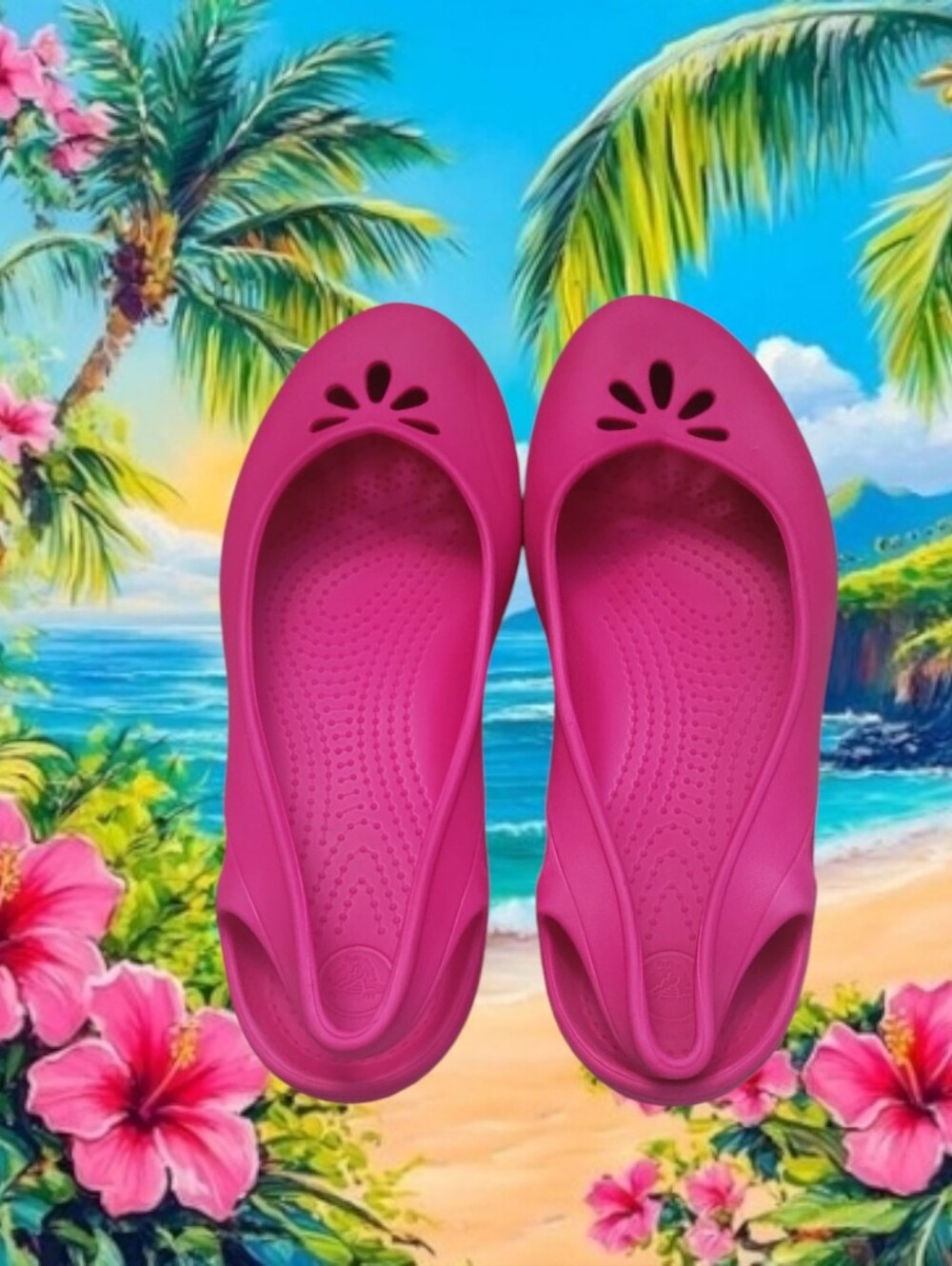 Crocs Ladie's "Malindi" Electric Pink Slingback Ballet Flats